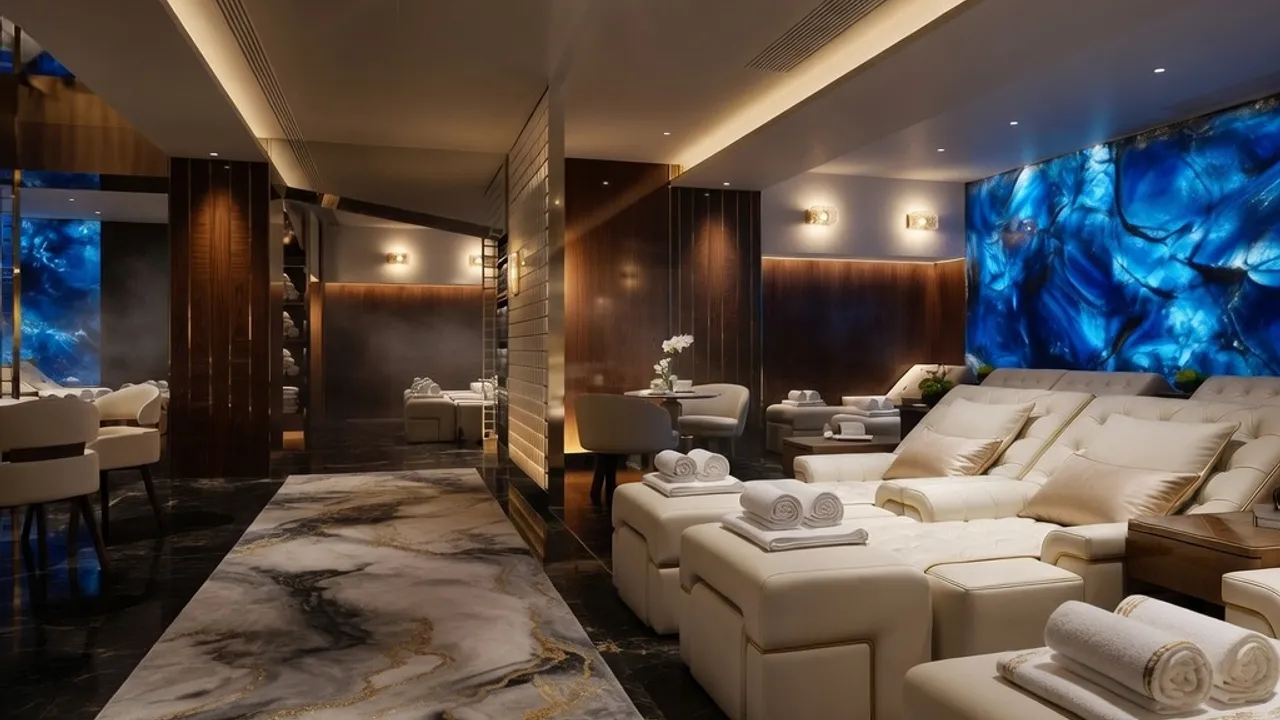 Spacious VIP lounge inside a Macau sauna