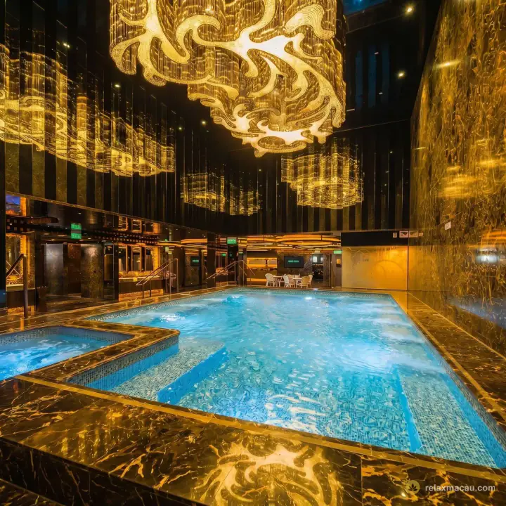 Majesty Spa gold-chandelier bath pool