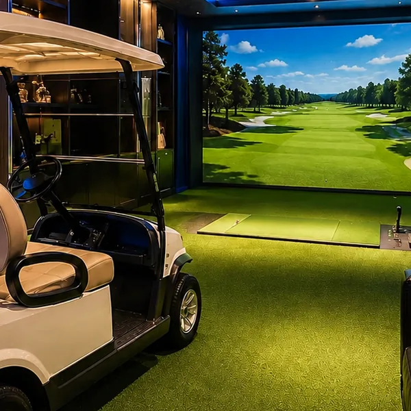 Golf theme room with a green photo