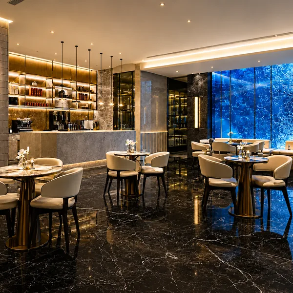 Bar-style dining area where guests can take drinks and settle in before choosing the night's arr photo