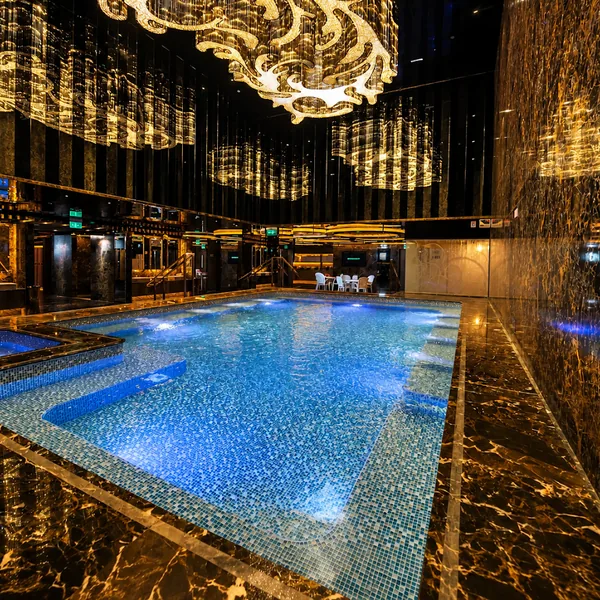 Gold chandelier bathing pool photo