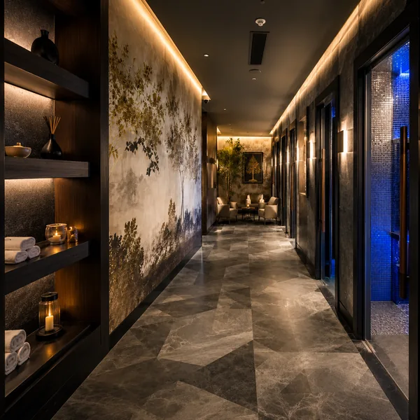 Mural corridor linking the room area photo
