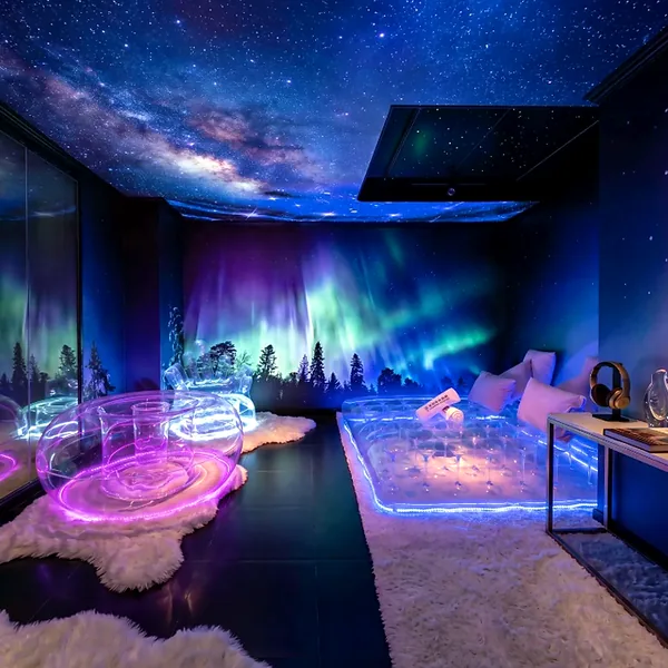 Aurora bedroom with lighting photo