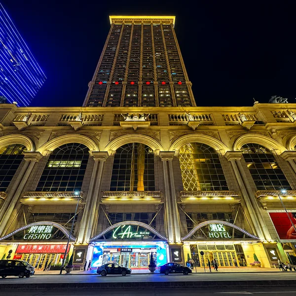 Hotel exterior at night photo